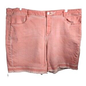 Lane Bryant Salmon Jean Shorts Size 26 Distressed Denim Bermuda Pink Orange